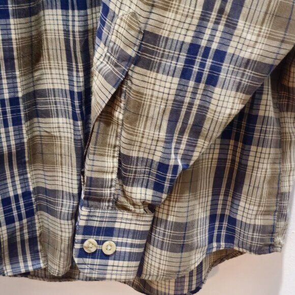 David Taylor Long Sleeve Button Casual Dress Shirt - XL - Blue, Green checkered - Picture 4 of 16